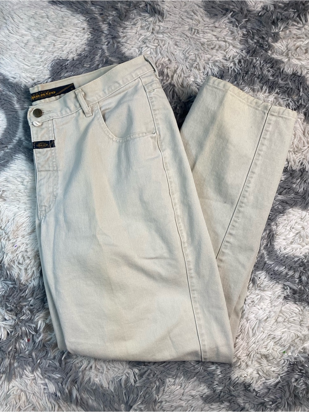 Vintage Marithe Francois Girbaud Jeans Size 38 Bone Color Tapered High Rise 90s